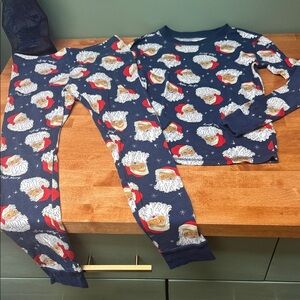 Old Navy Kids Navy Santa Pajama Set - unisex size L(10), EUC